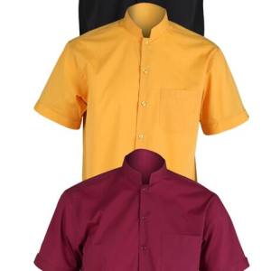 Camisa blanca cuello mao manga corta