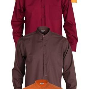 Camisa negra cuello Mao manga larga