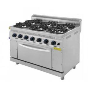 Cocina Gas con Horno Serie 700 TURHAN 1200mm 6 fuegos 7002