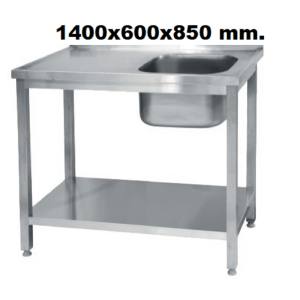 fregadero 1 seno medidas 1400x600x850mm acero inoxidable