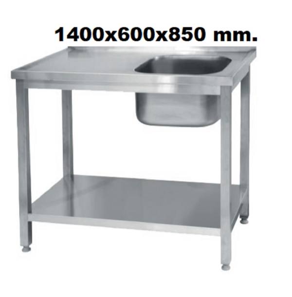 fregadero 1 seno medidas 1400x600x850mm acero inoxidable
